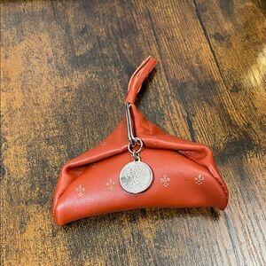 Firenze Made in Italy Brown Genuine Leather Pouch with Silver Charm
